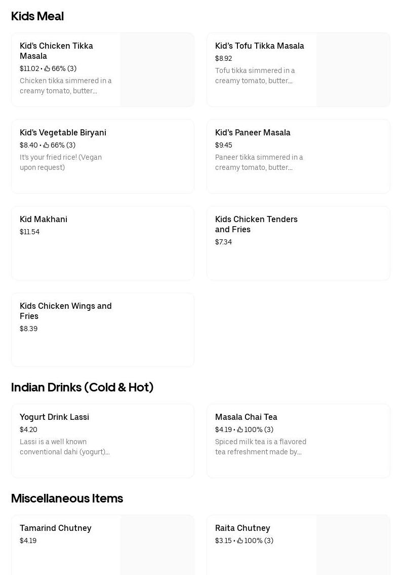 Tikka and Grill 3- Englewood Menu