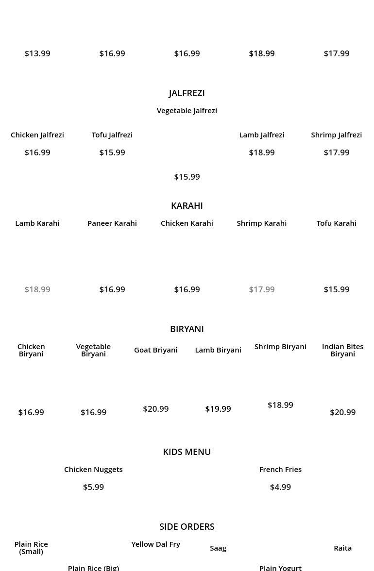 Indian Bites Estes Park Menu