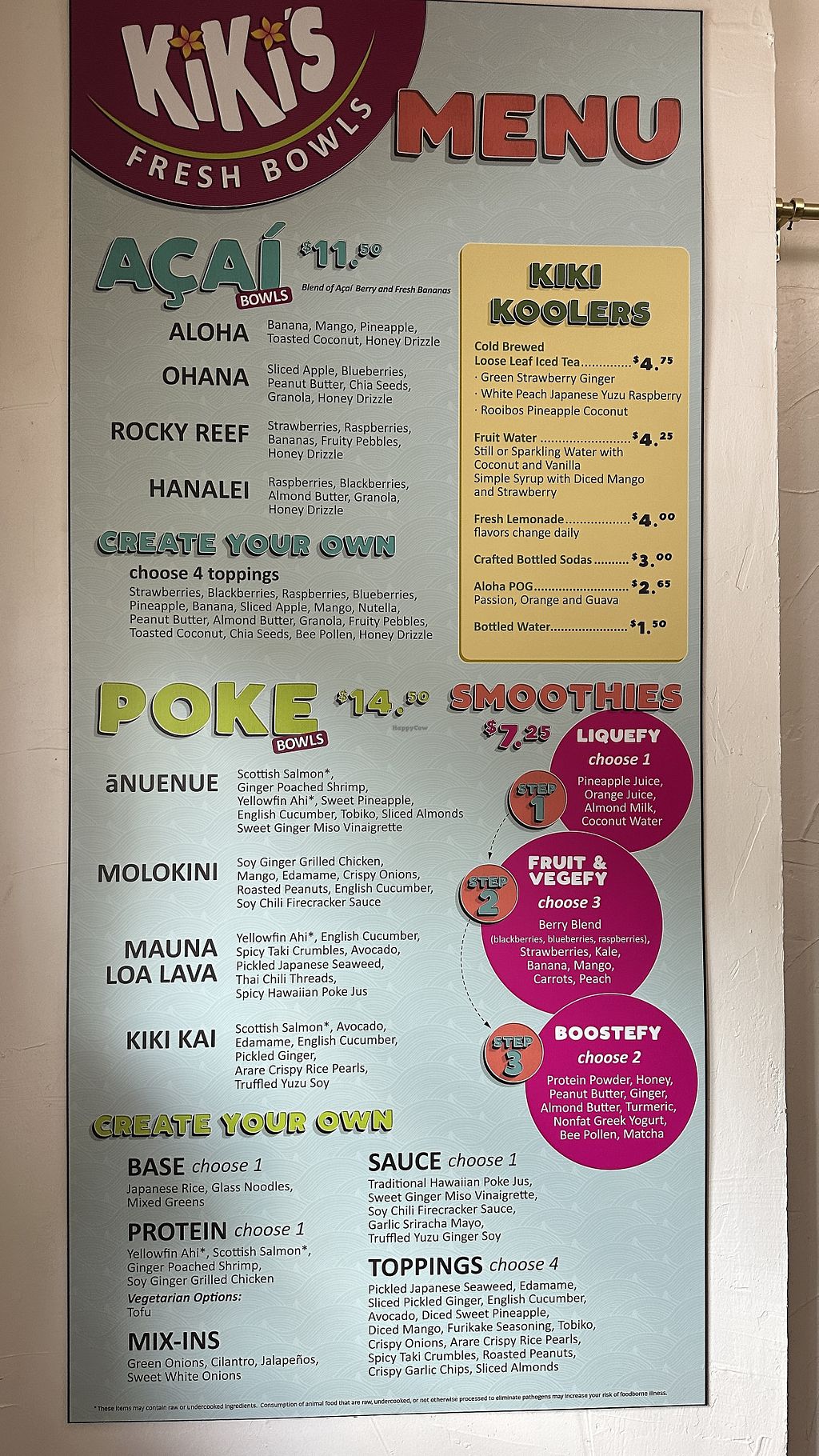 Poke & Acaí Menu