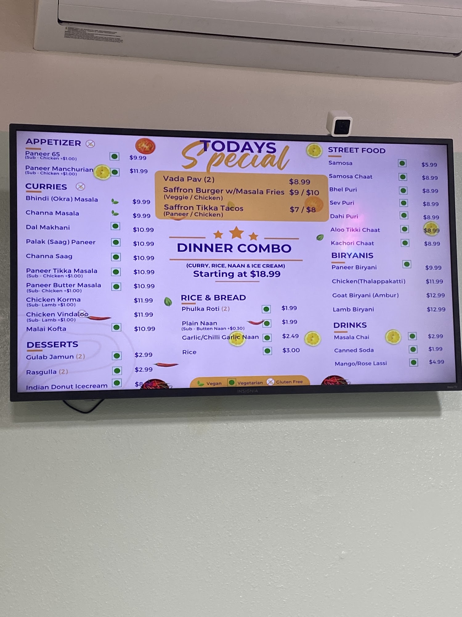Saffron Scoops N Bites Menu