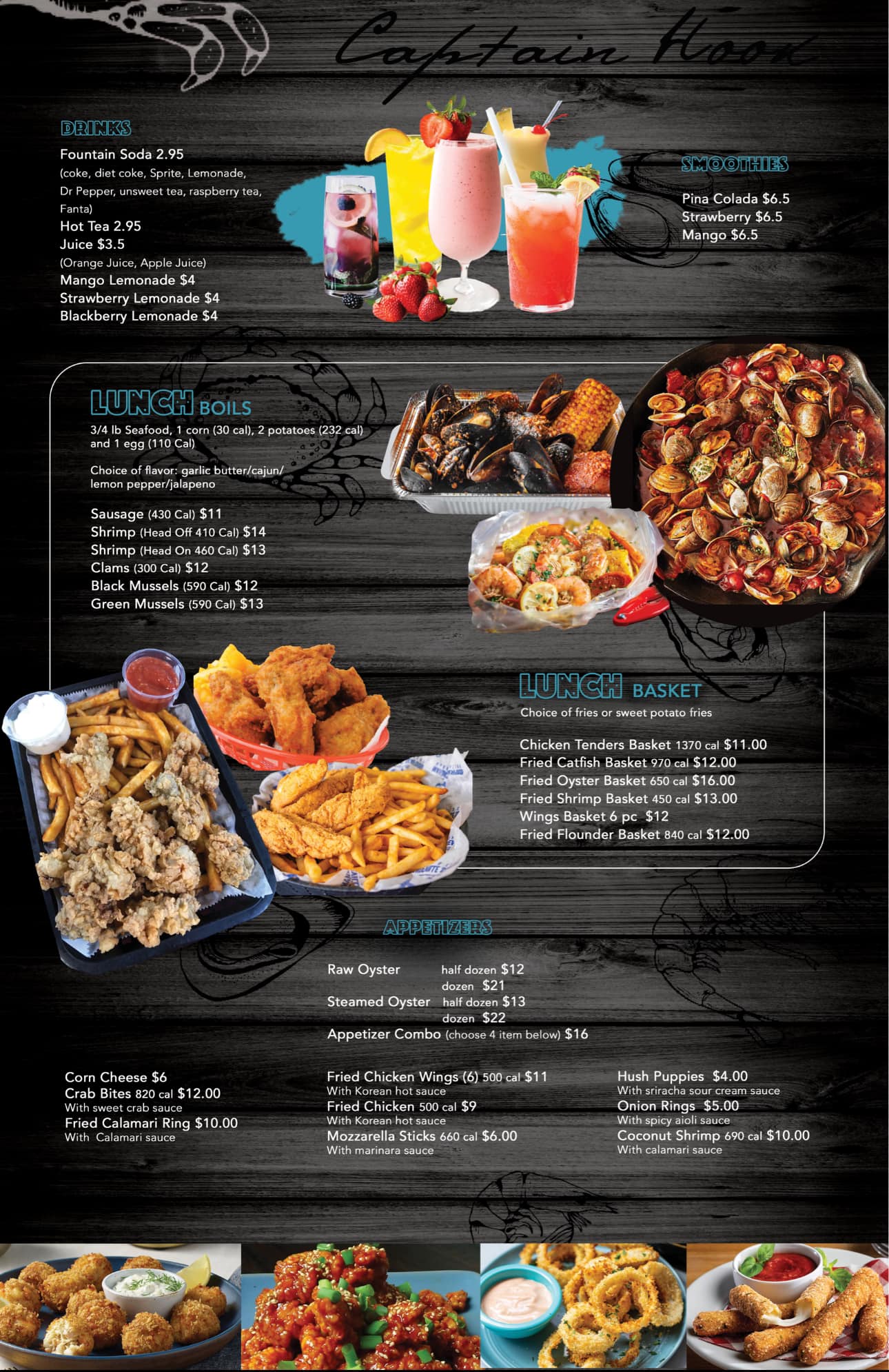 Captain Hook Seafood Menu