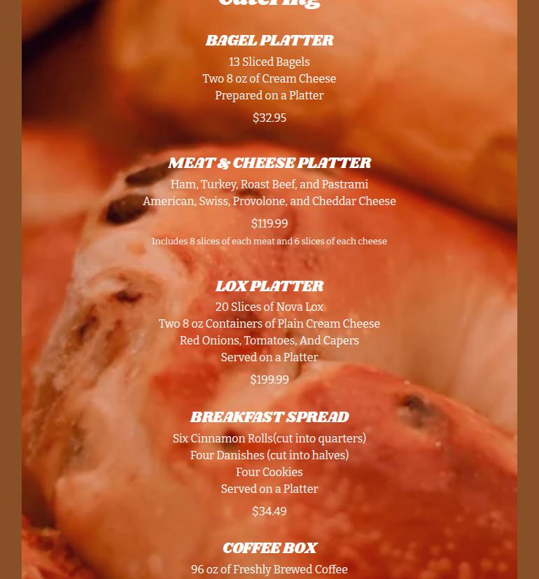 Olde World Bagel Menu
