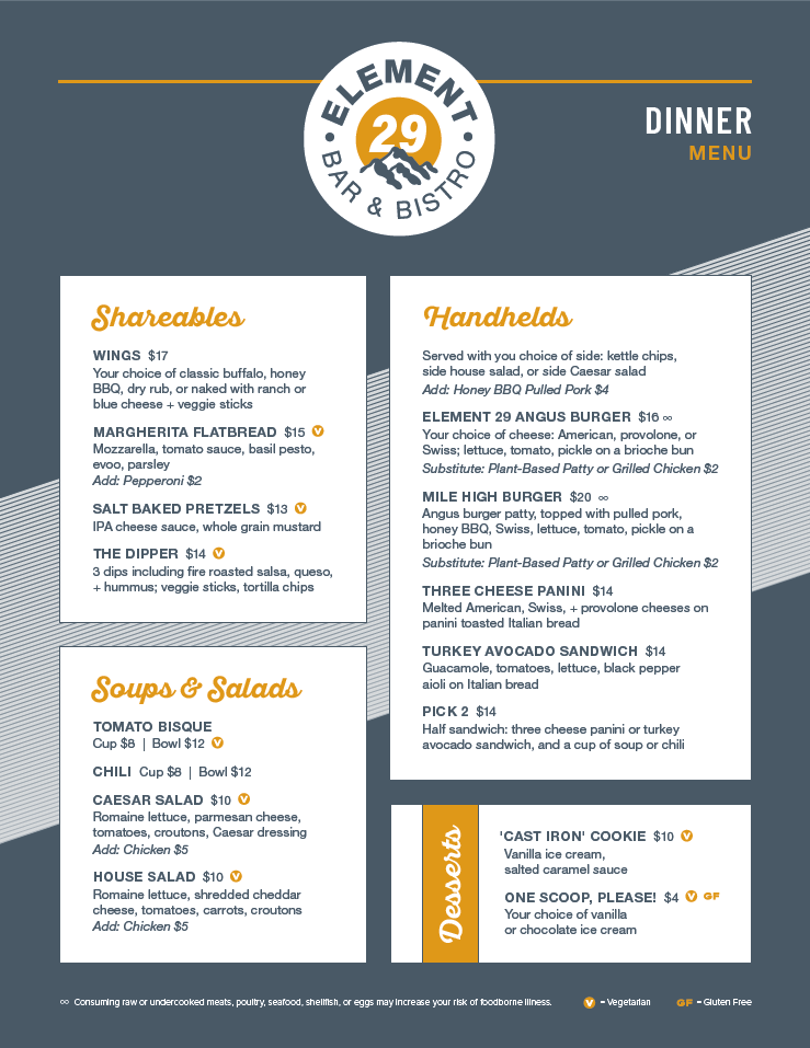 Element 29 Coffee Bar & Bistro Menu