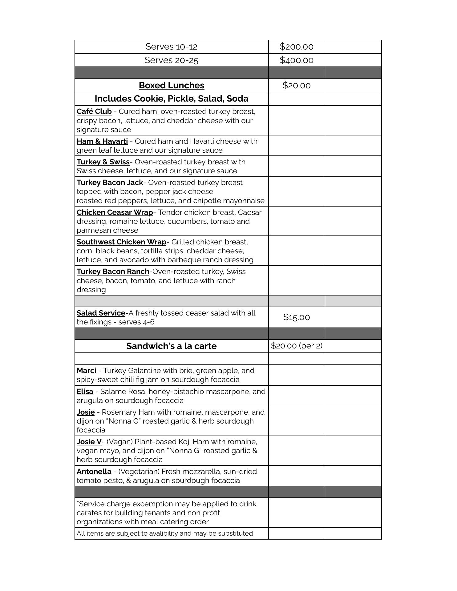 Forte Café At Galleria Menu