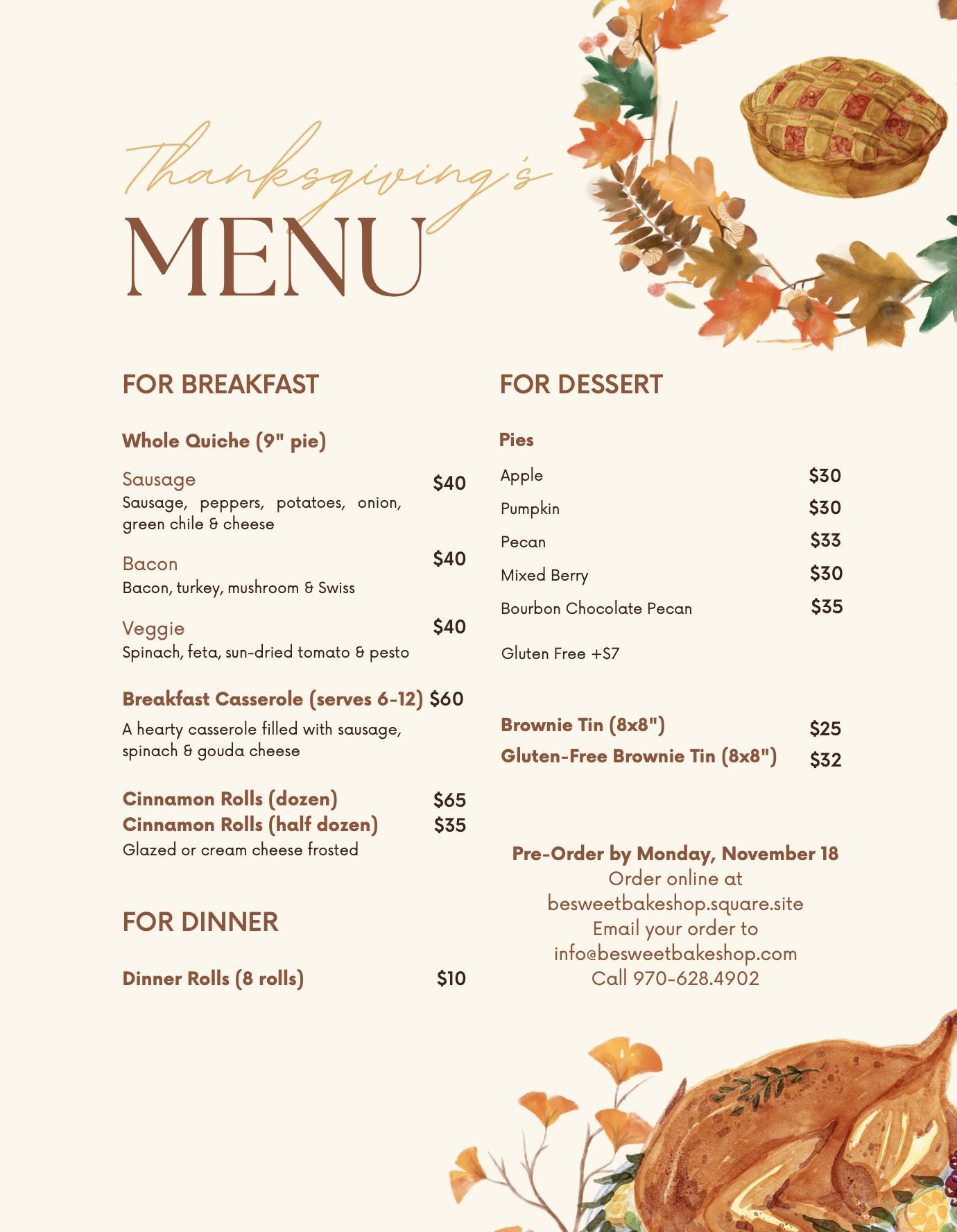 Junction Sweets Menu