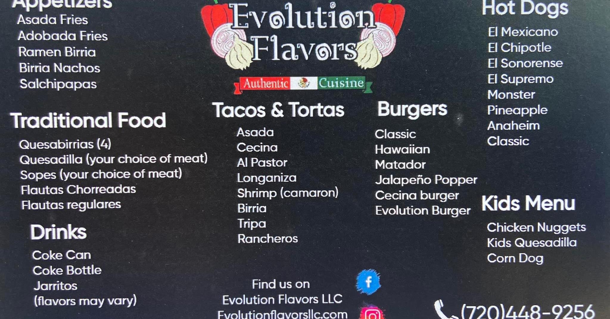 Evolution Flavors LLC Menu