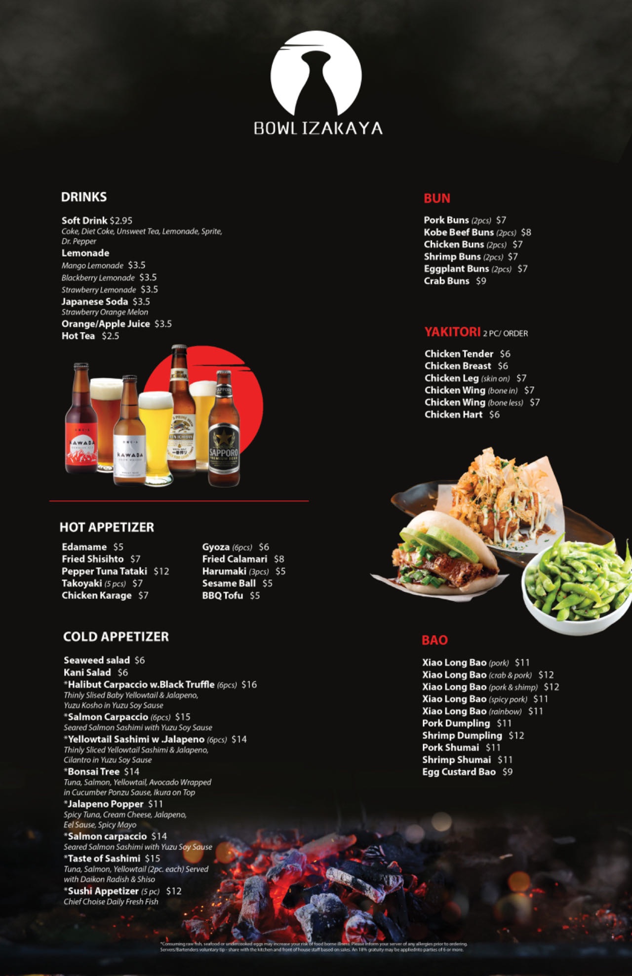 Bowl Izakaya Menu