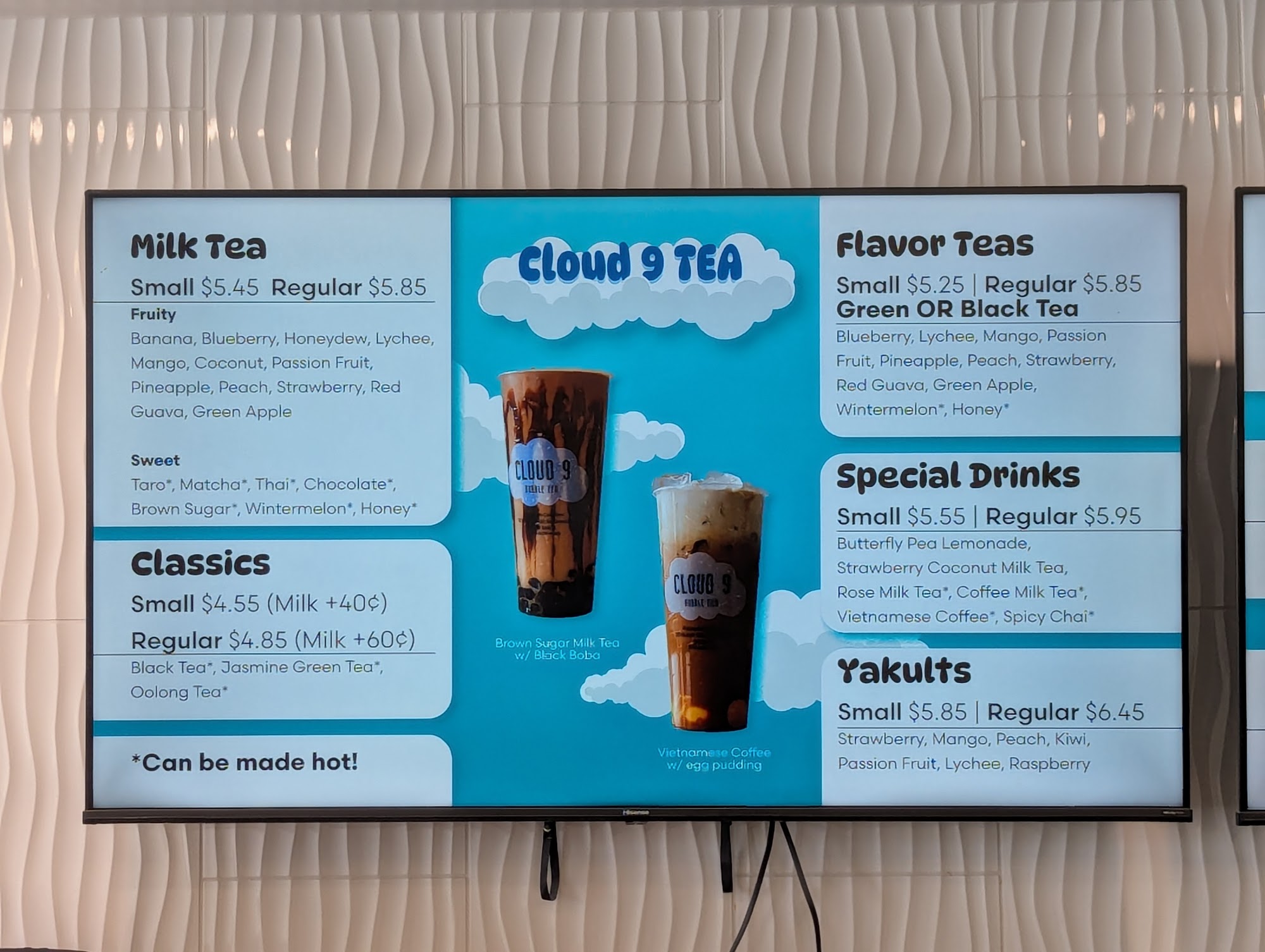 CLOUD 9 TEA Menu