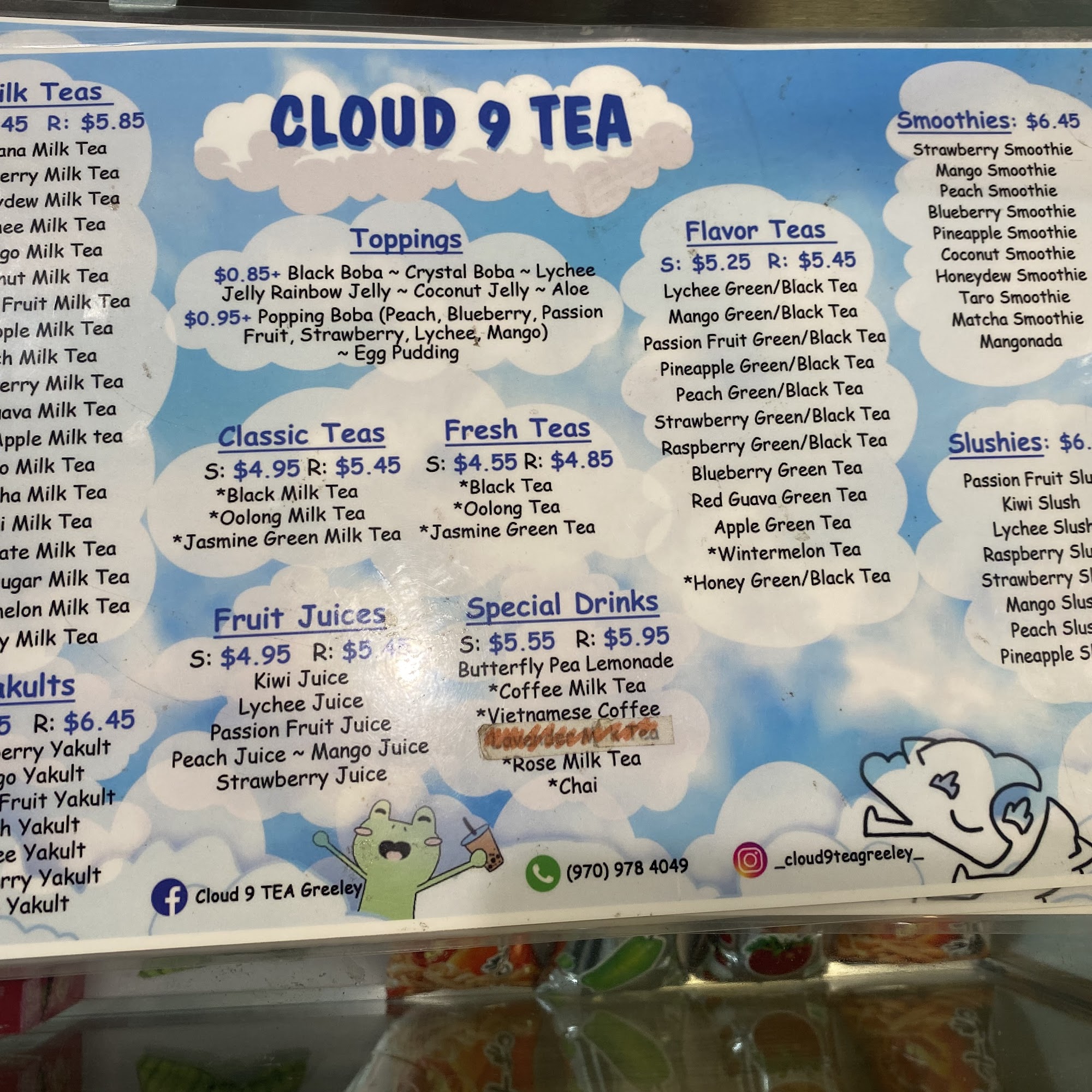 CLOUD 9 TEA Menu