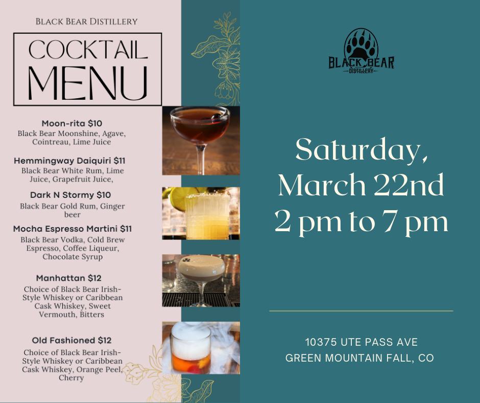 Black Bear Distillery Menu