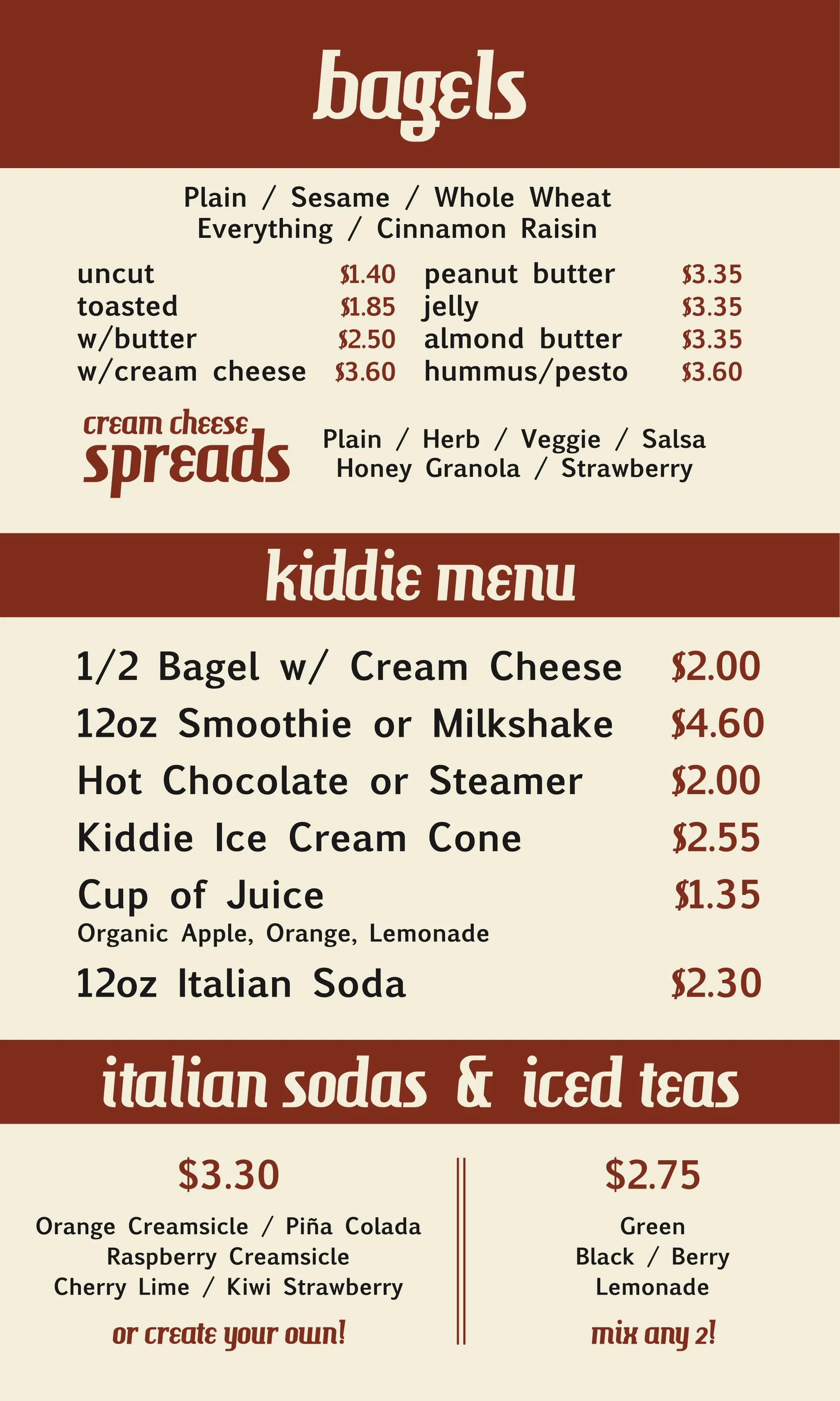 Mochas Coffeehouse & Bakery Menu