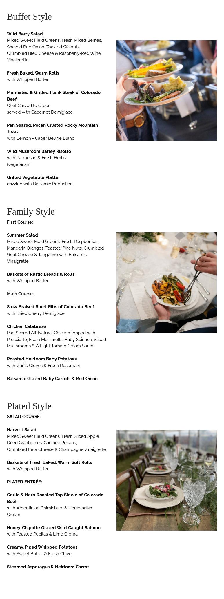 Gourmet Cowboy Menu