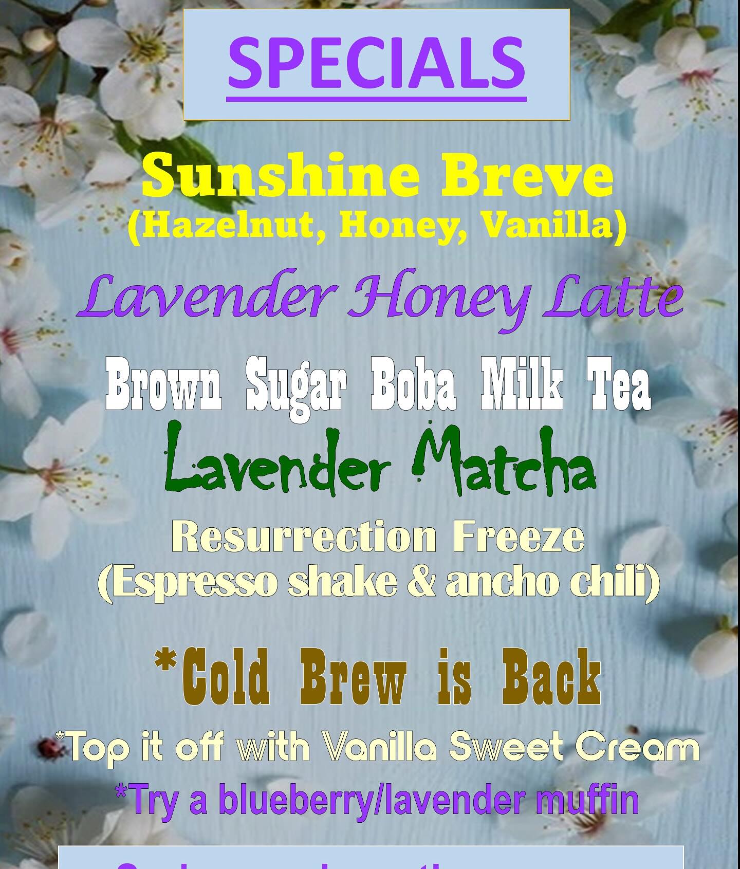 Drive Brew Coffee and Blends Menu