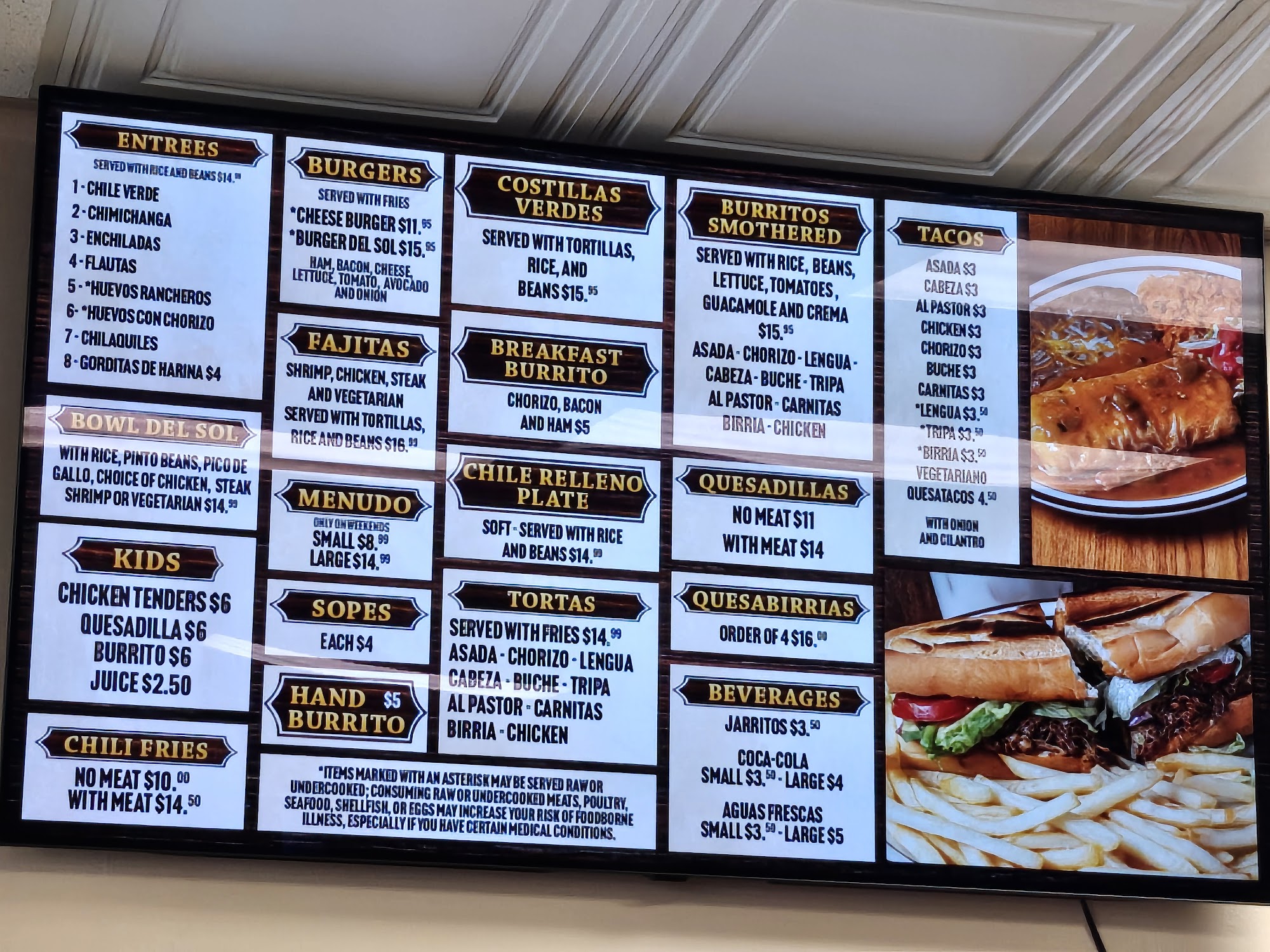 Las Americas Taqueria Menu