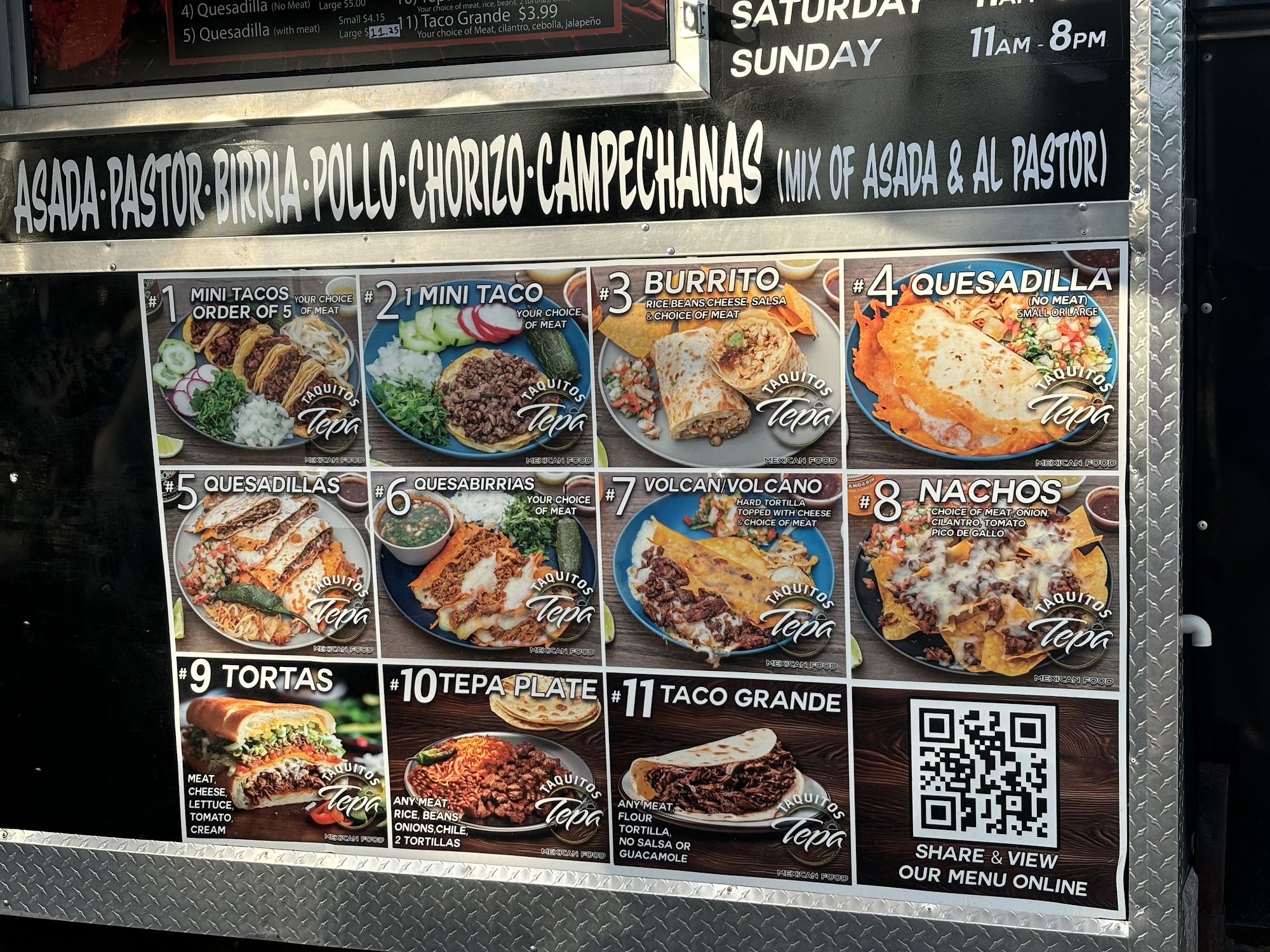 Tacos Tepa Menu