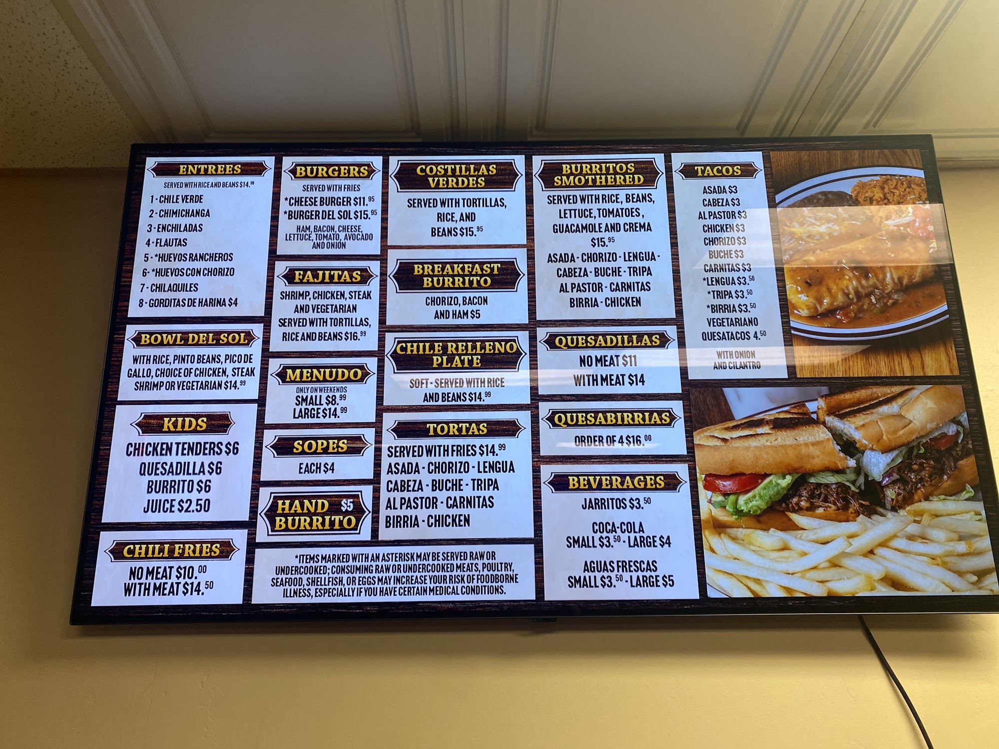 Taqueria del Sol Menu