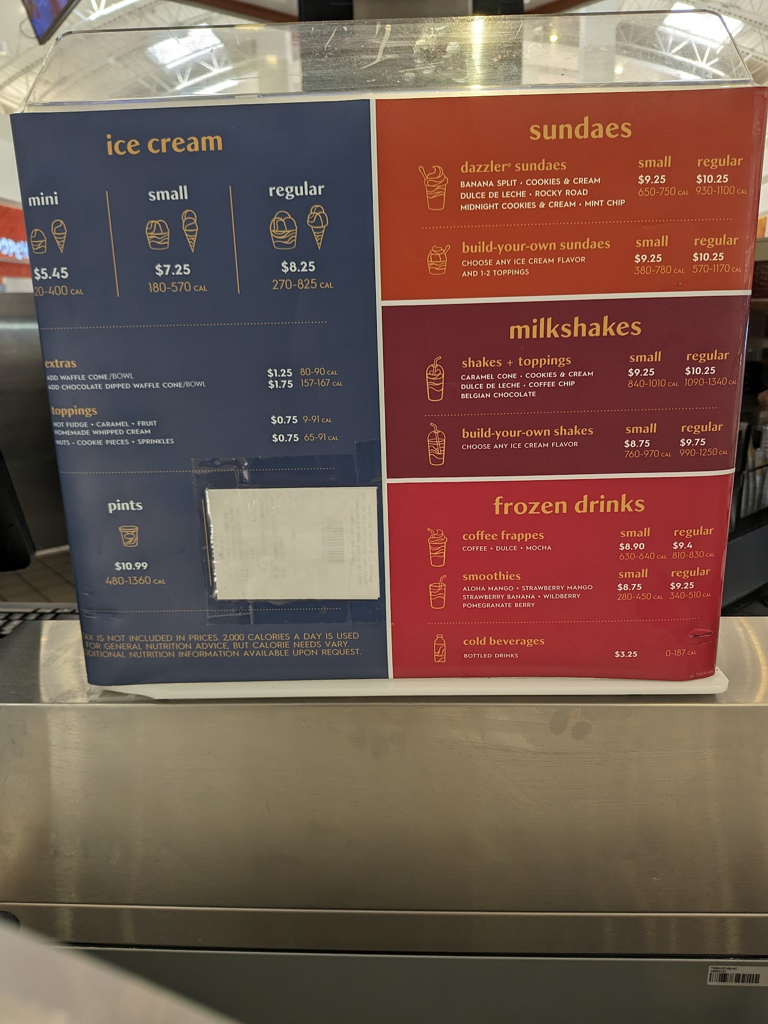 Häagen-Dazs Menu