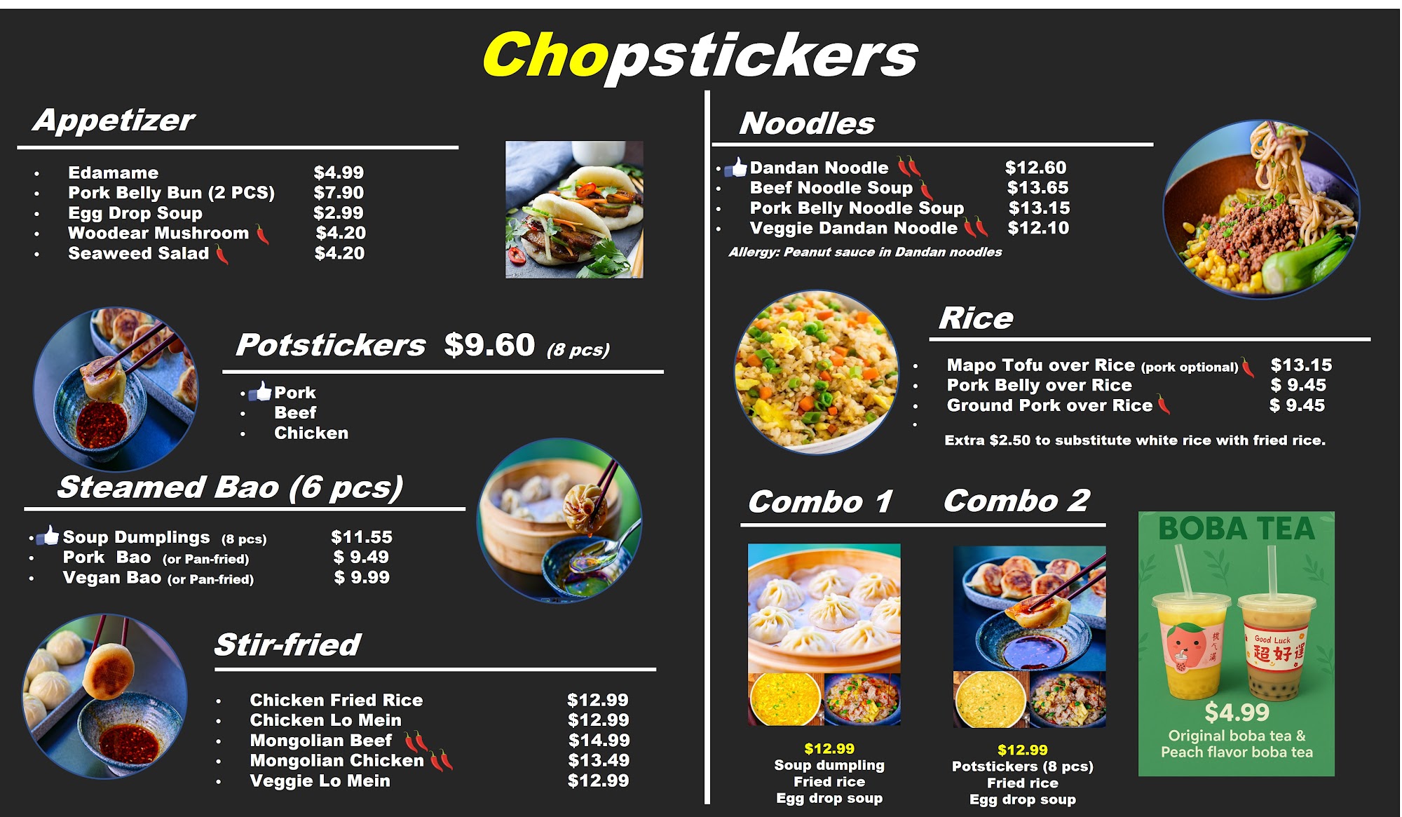 Chopstickers Menu