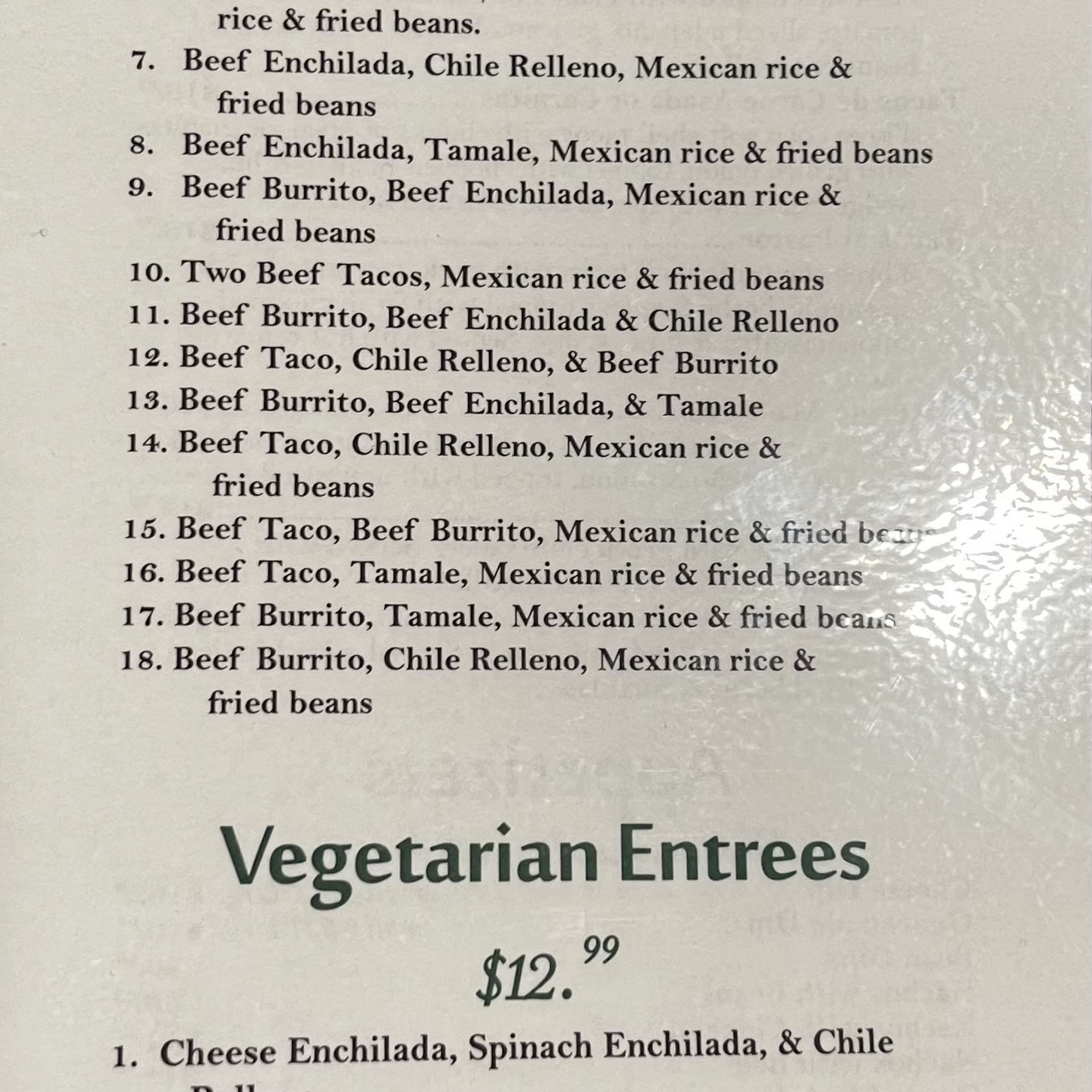 El Paso Mexican Restaurant Menu
