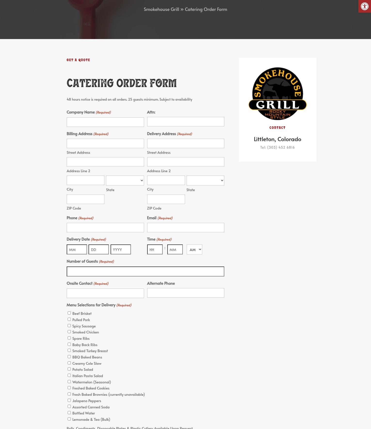 Smokehouse Grill Menu