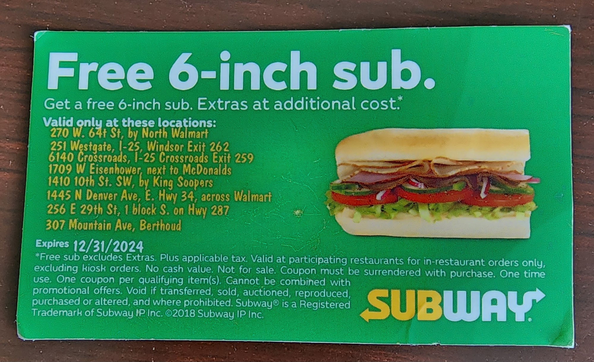 Subway Menu