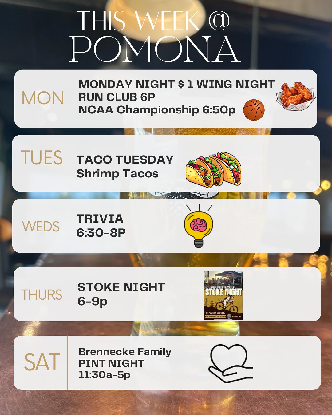 Pomona Brewing Company Menu