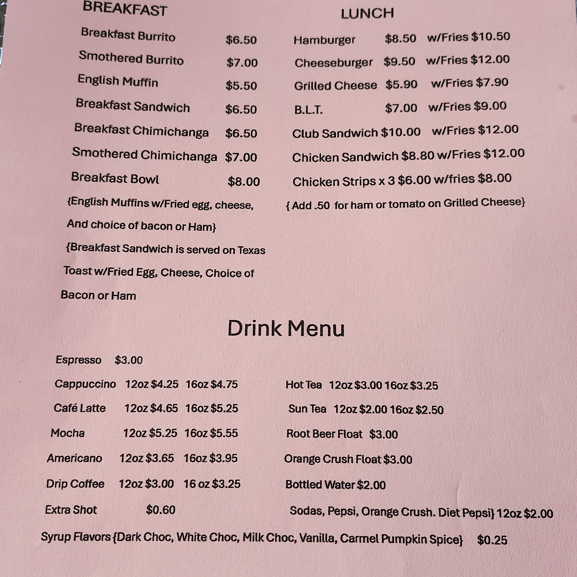 Coffee Camp LLC Menu