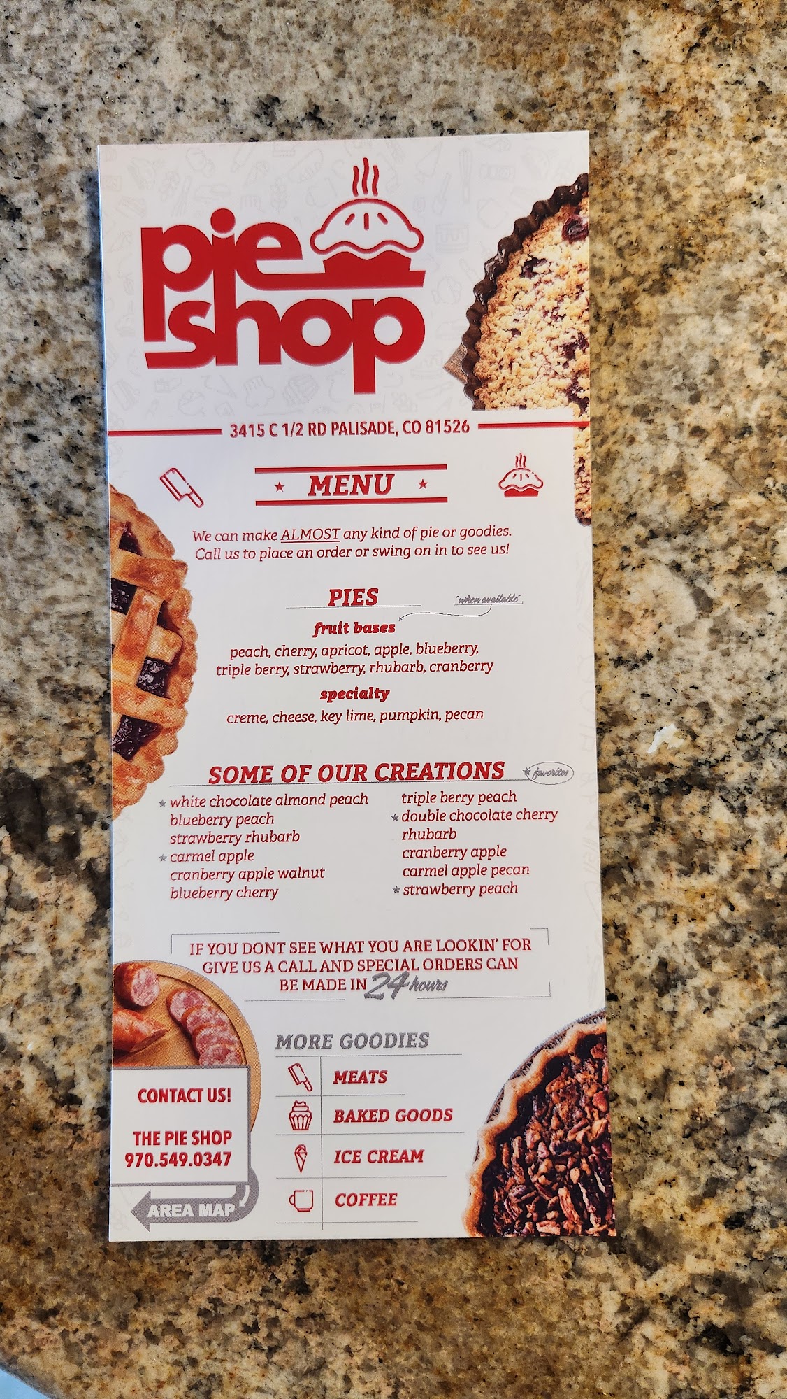 The Pie shop-Palisade Pies Menu