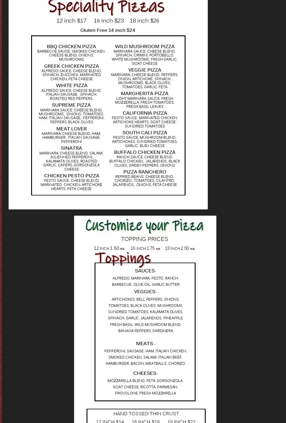 Brickhouse Pizzeria Menu