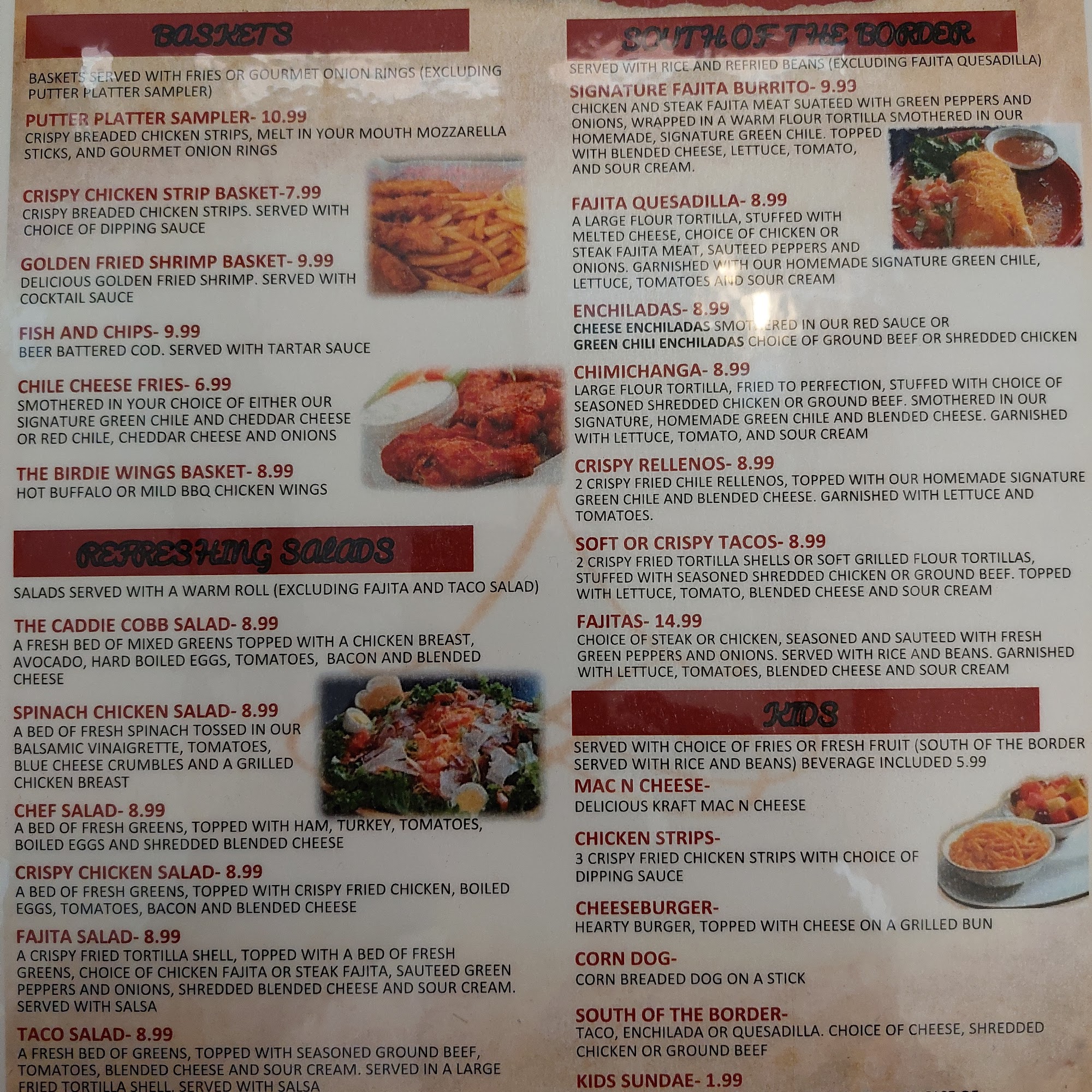 Madera's Grill and Cantina Menu
