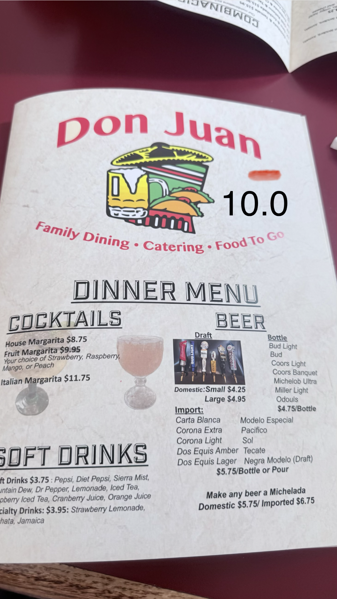 Don Juan Pierce Menu