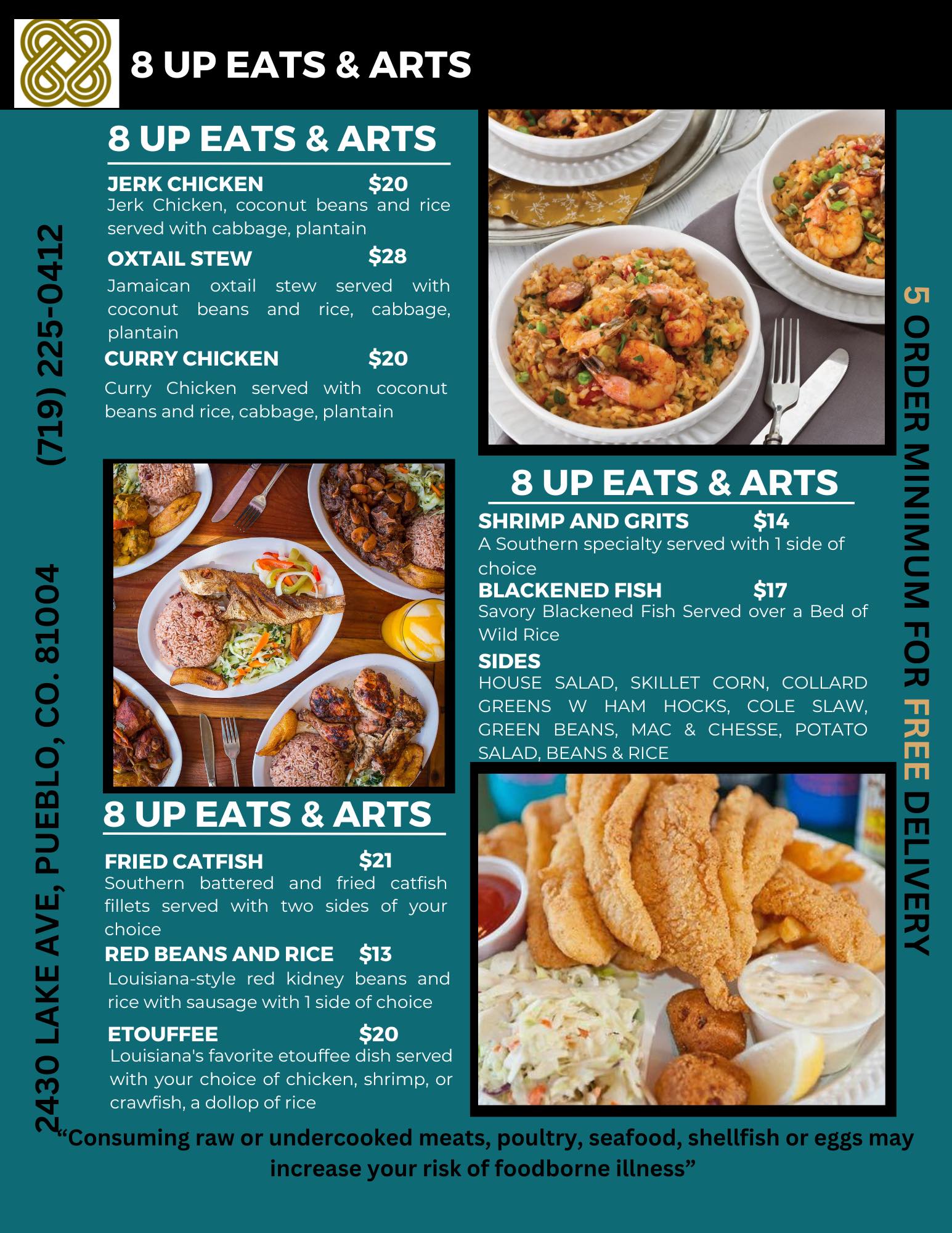 8UP Dining Eats & Arts Menu