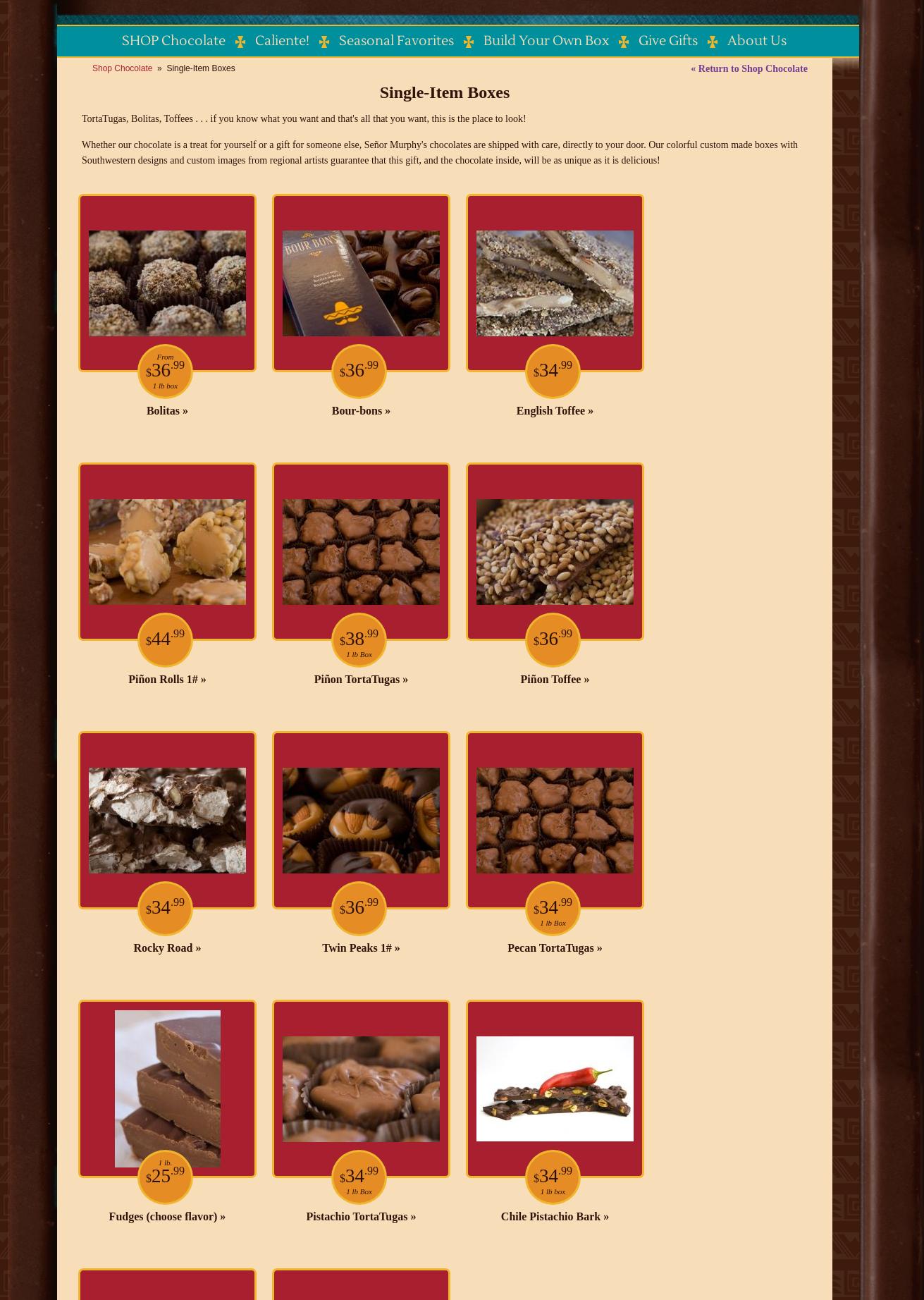 Señor Murphy Candymaker Salida Menu