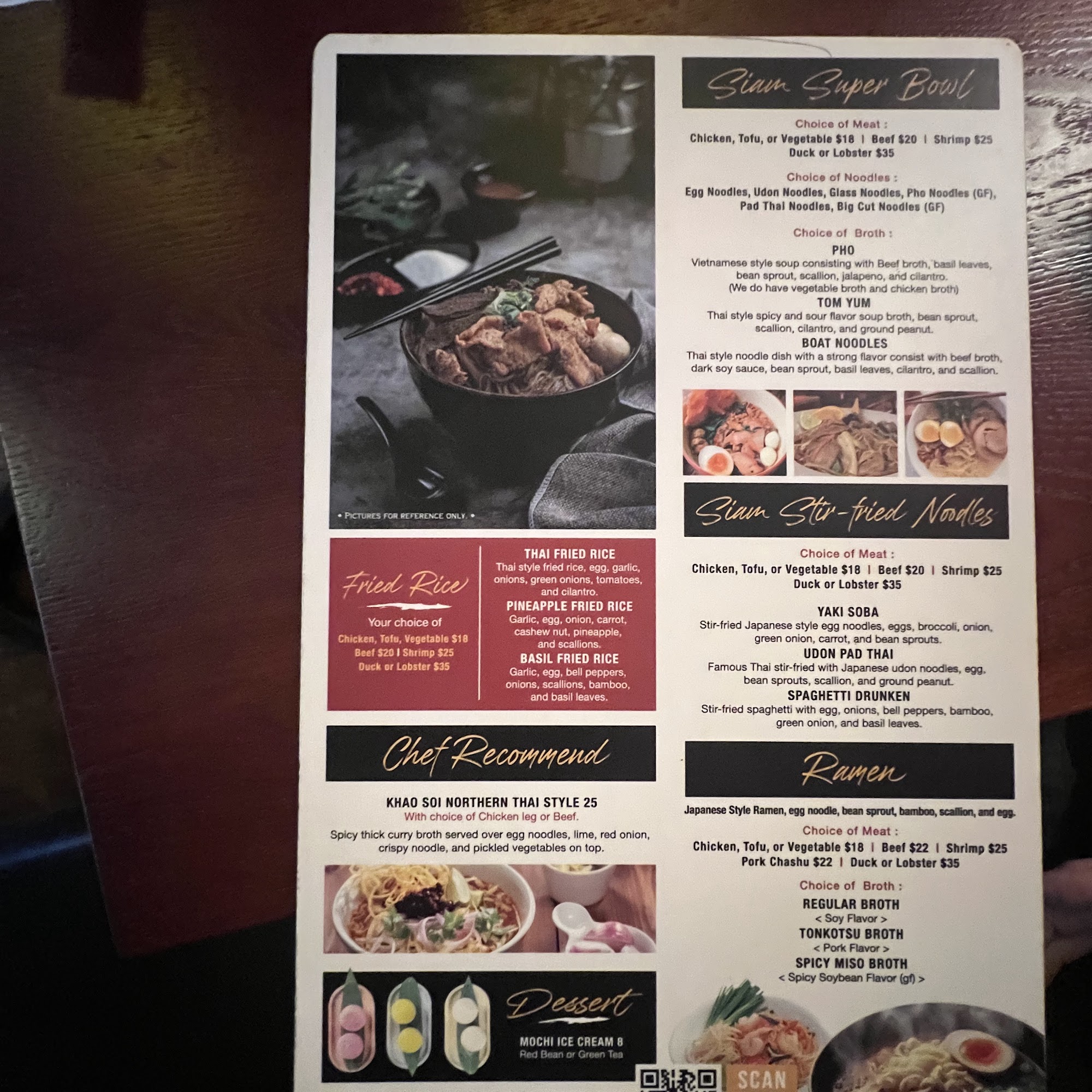 Siam Noodles Salida Menu