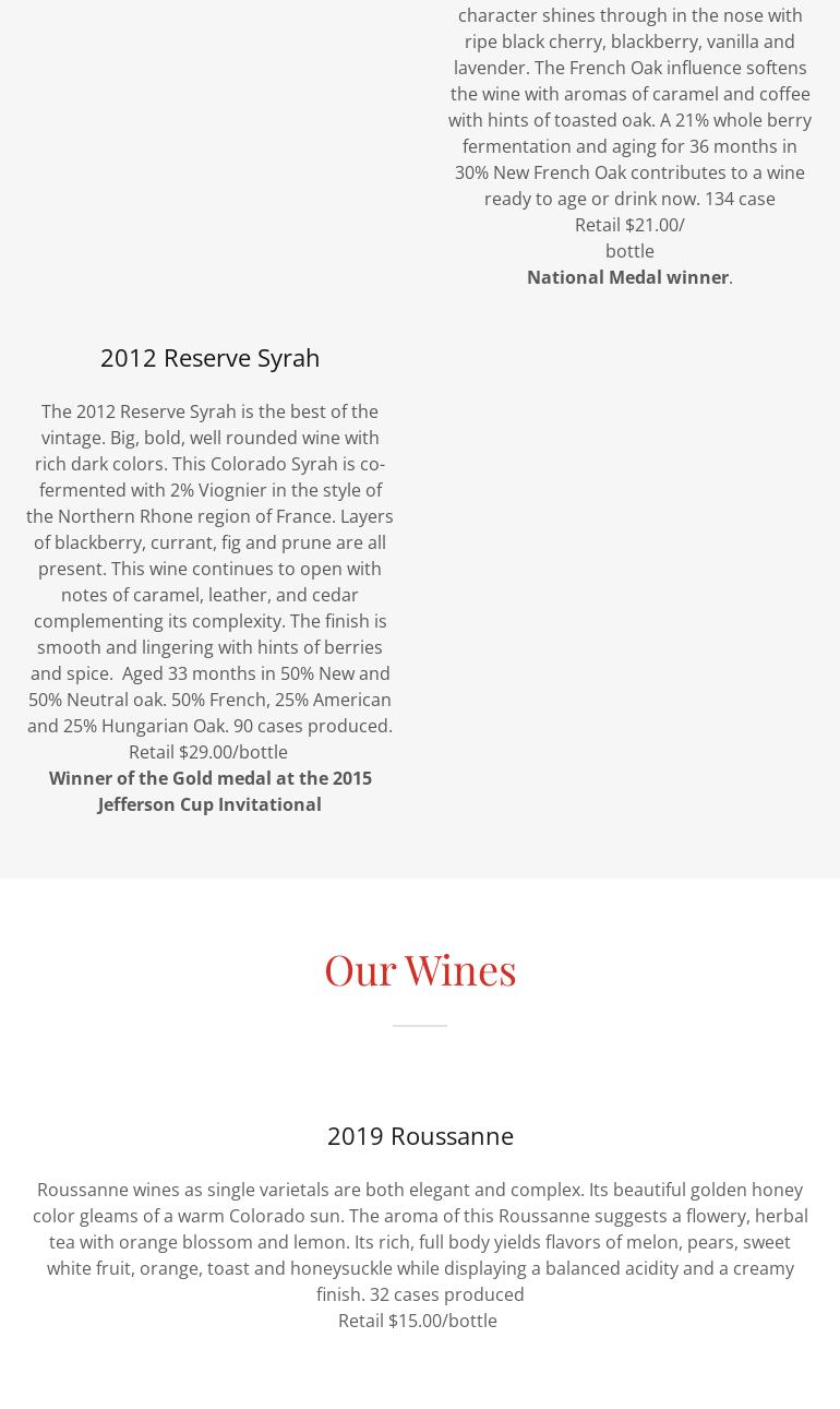 Allis Ranch Winery Menu