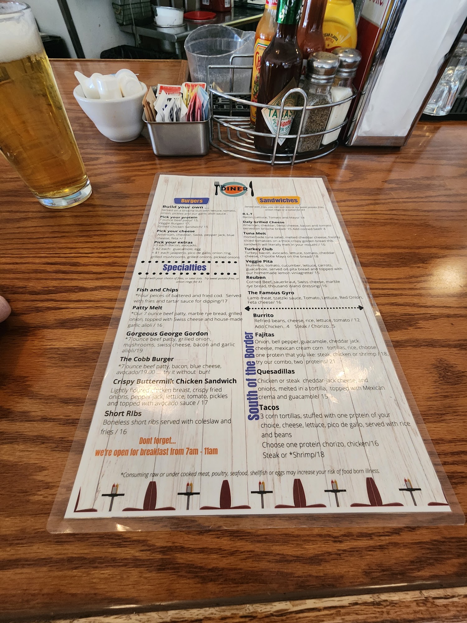 Daly Diner Menu