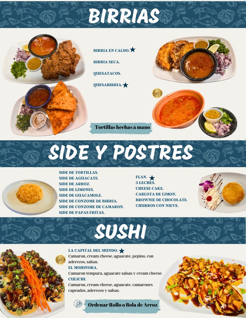 Mariscos Sinaloa Menu