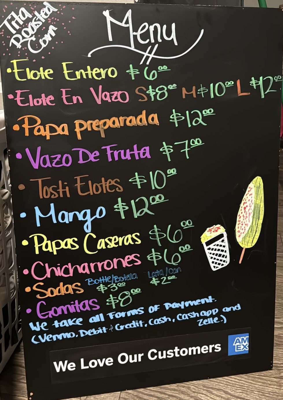 Tita Roasted Corn Menu