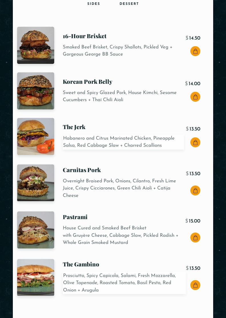 Slamn Sandos Menu