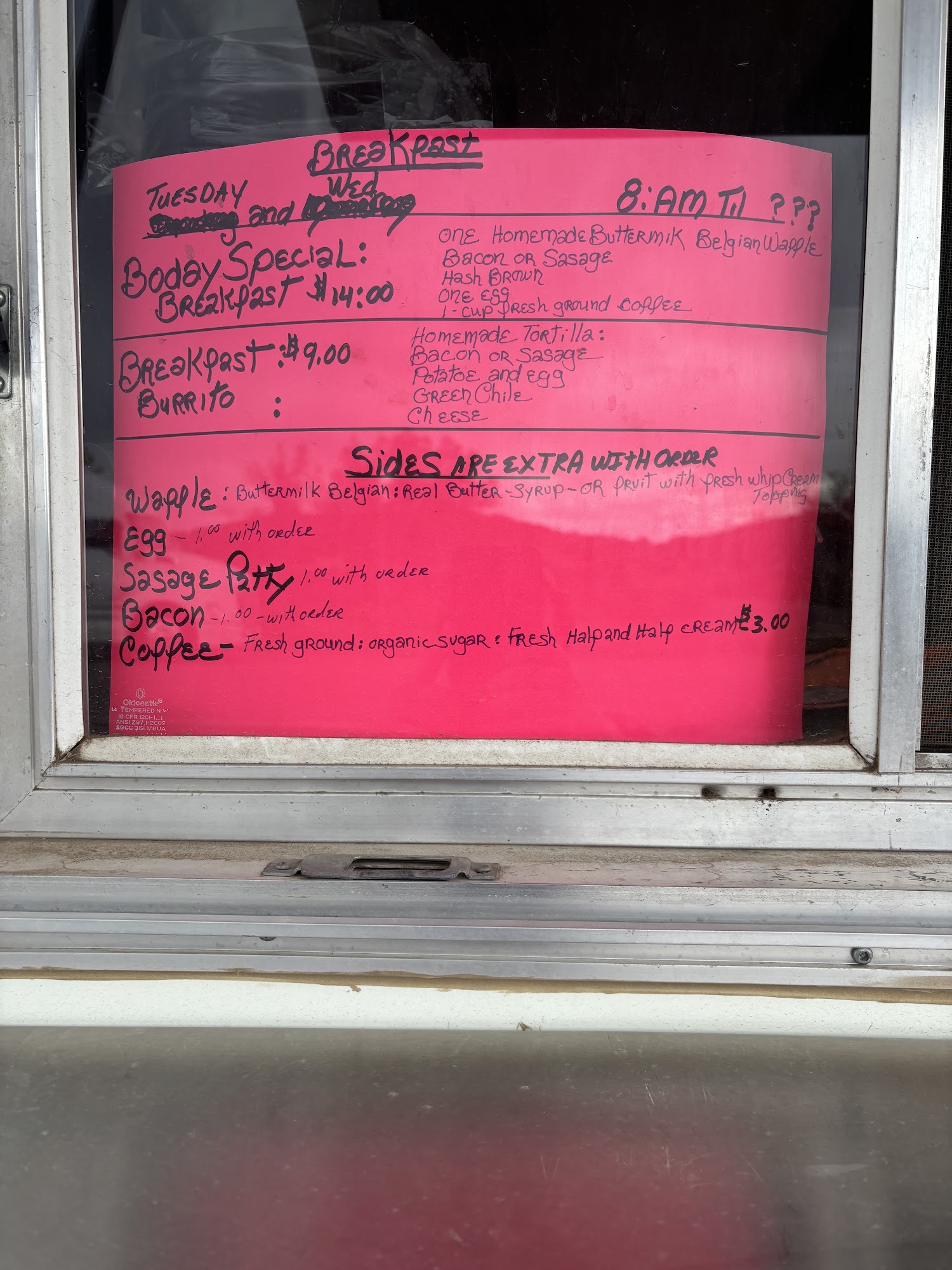 Boday's oven & grill llc Menu