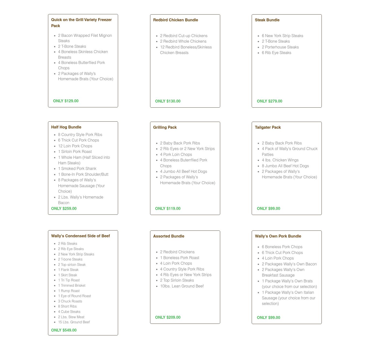 Wally's Quality Meats Menu