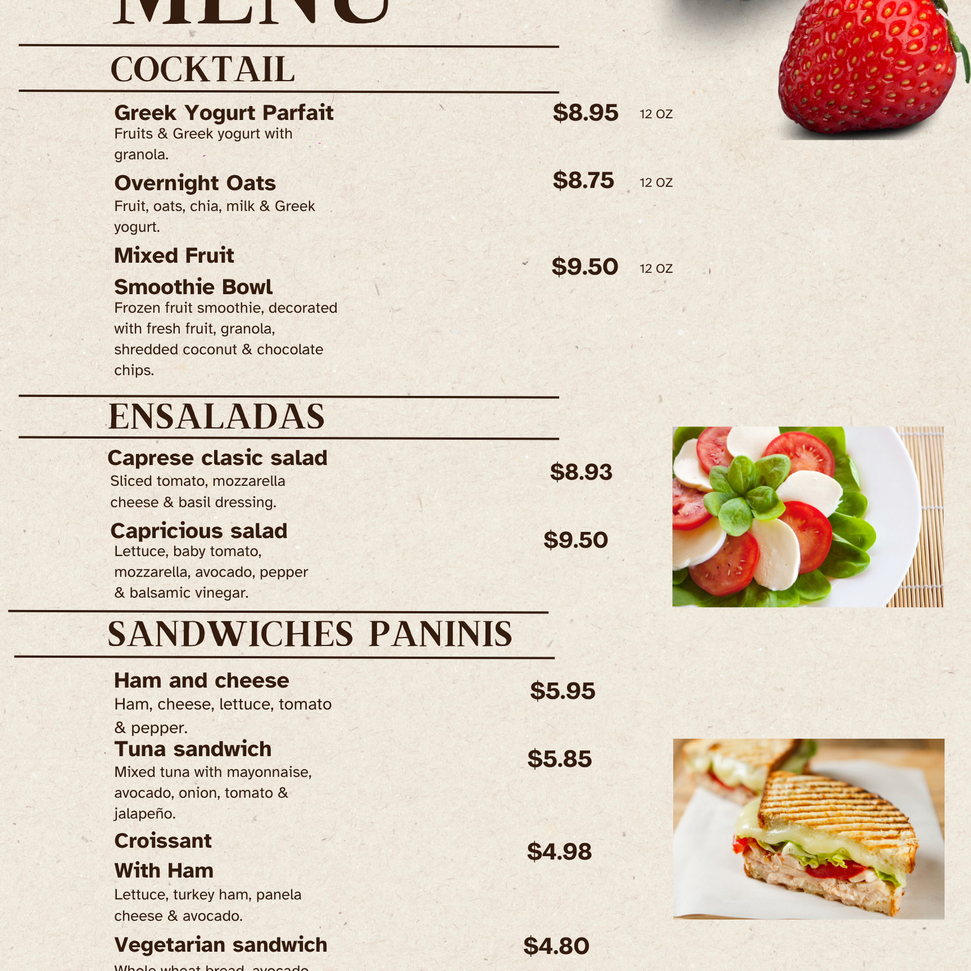 Coffee Celestial Menu