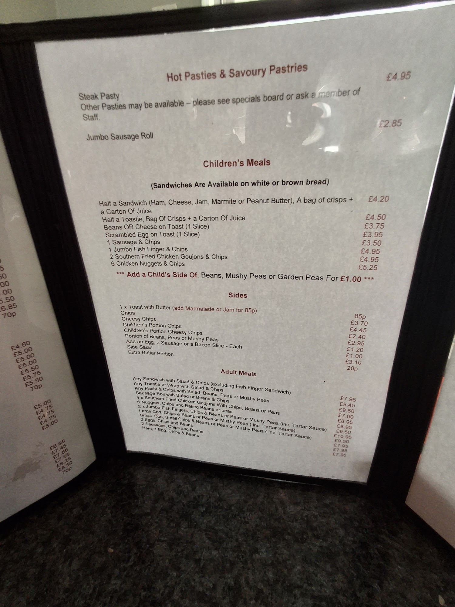 Rose Cottage Cafe Menu