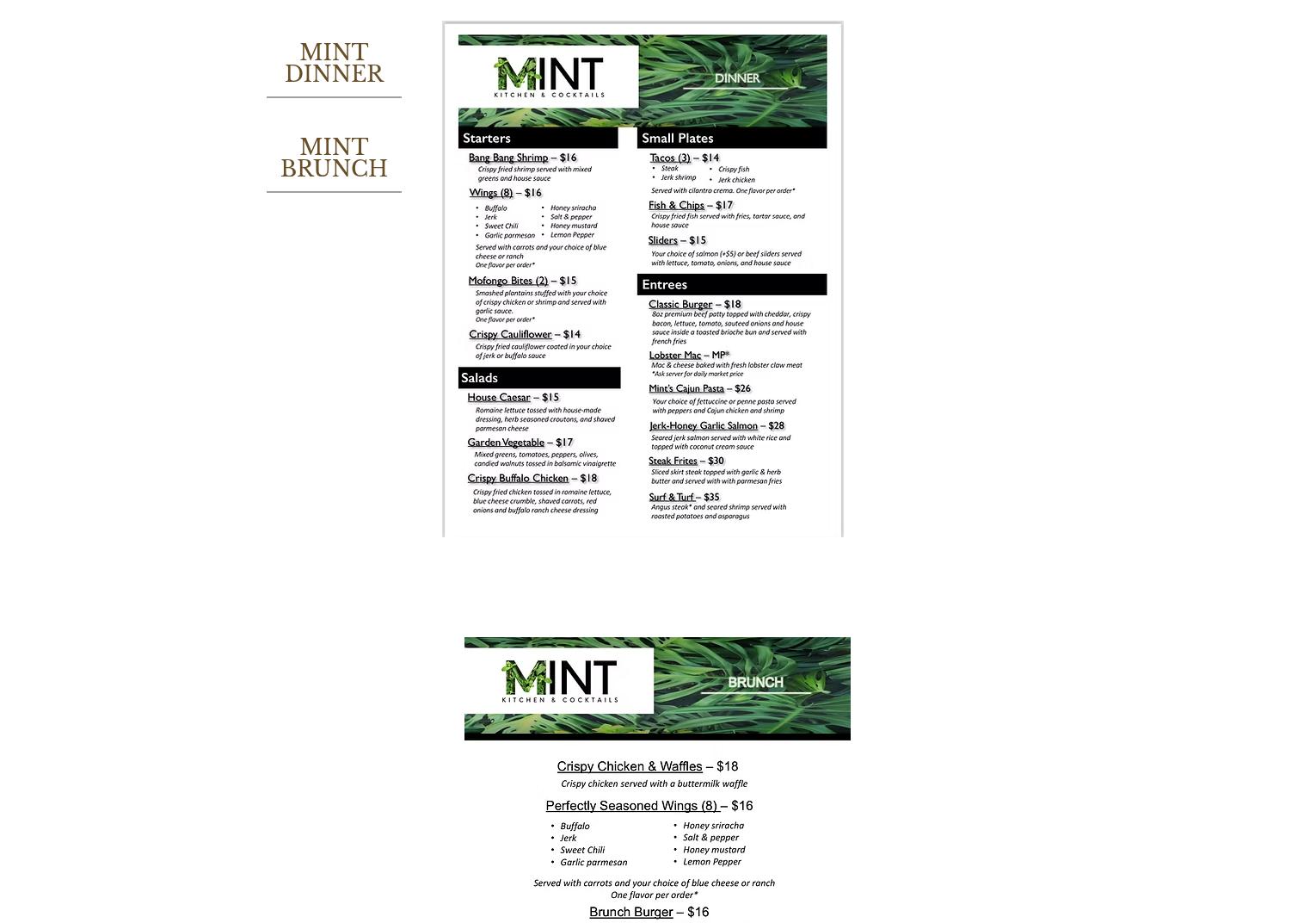 Mint Kitchen & Cocktails Menu