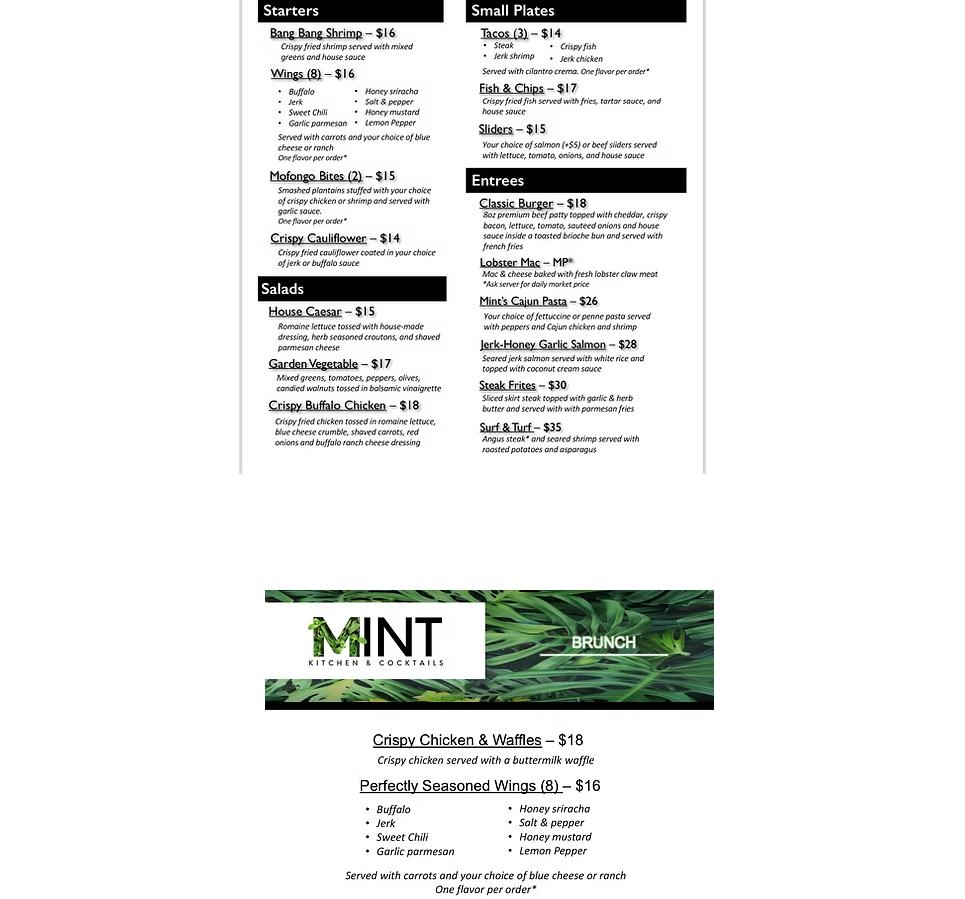Mint Kitchen & Cocktails Menu