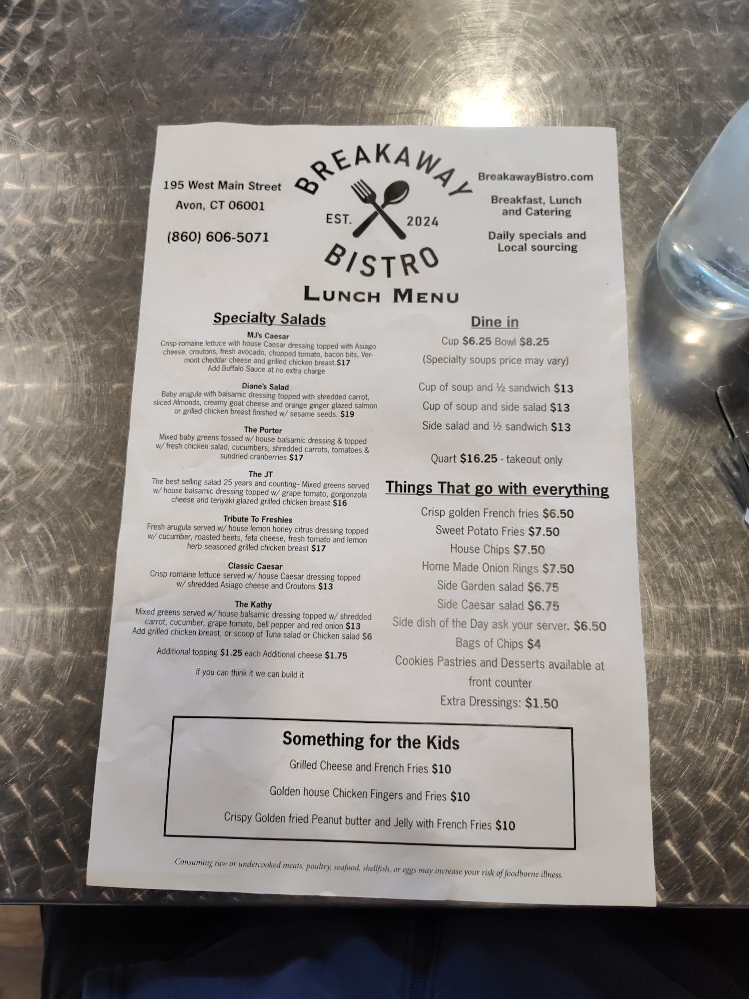 Breakaway Bistro Menu