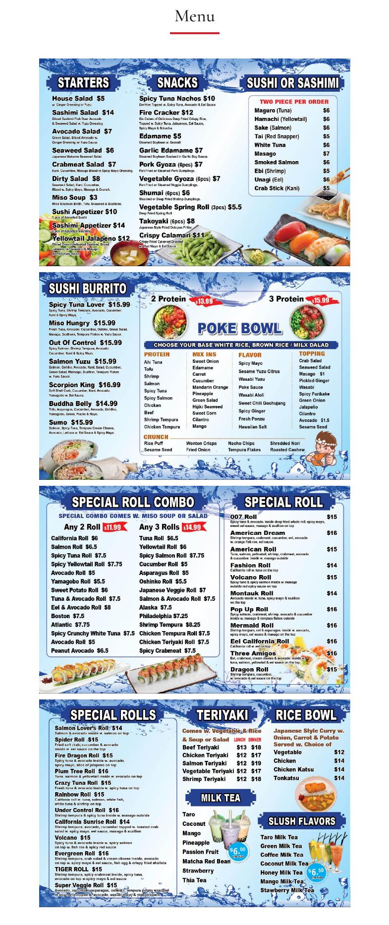 Sushi Burrific Menu