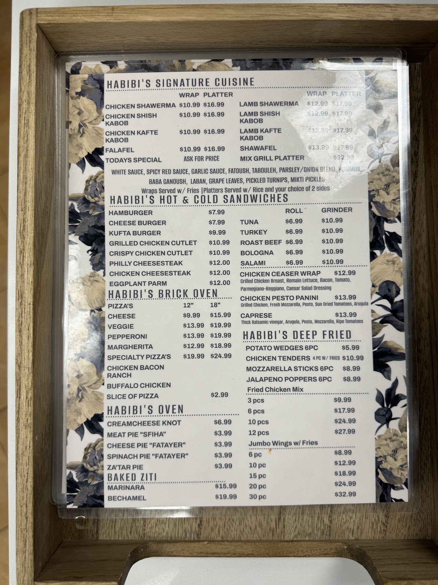 Habibi's Market Menu