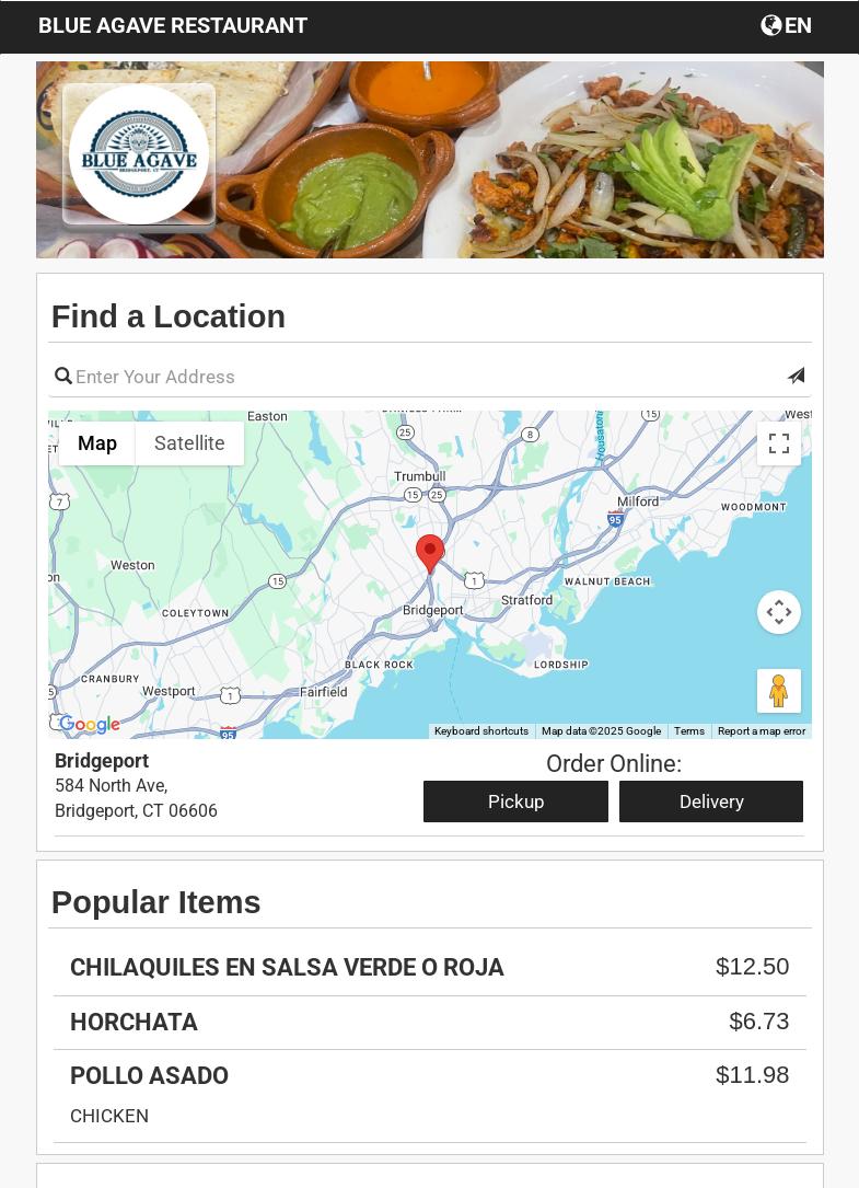 BLUE AGAVE RESTAURANT Menu