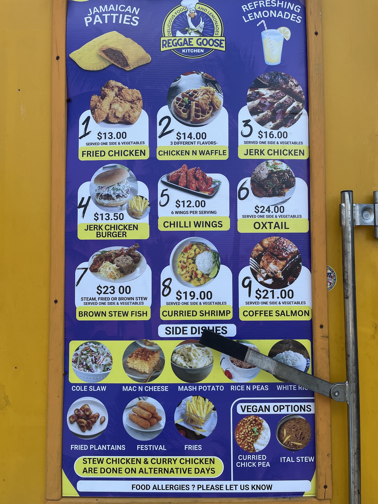 Reggae Goose Menu